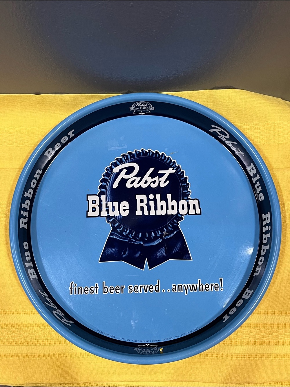 VTG Pabst Blue Ribbon Metal Beer Serving Tray PBR Man Cave Bar